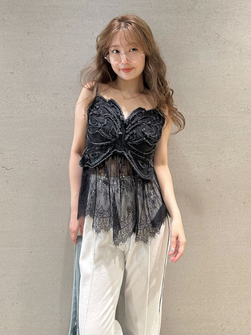LILY BROWN「【LILY BROWN&times;ANNA SUI】バタフライレースデニムビスチェトップス」|ベスト・ジレ|
