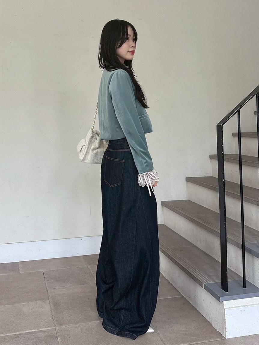 LILY BROWN「【WEB限定00サイズ】タックワイドクラシックデニムパンツ」|デニム|