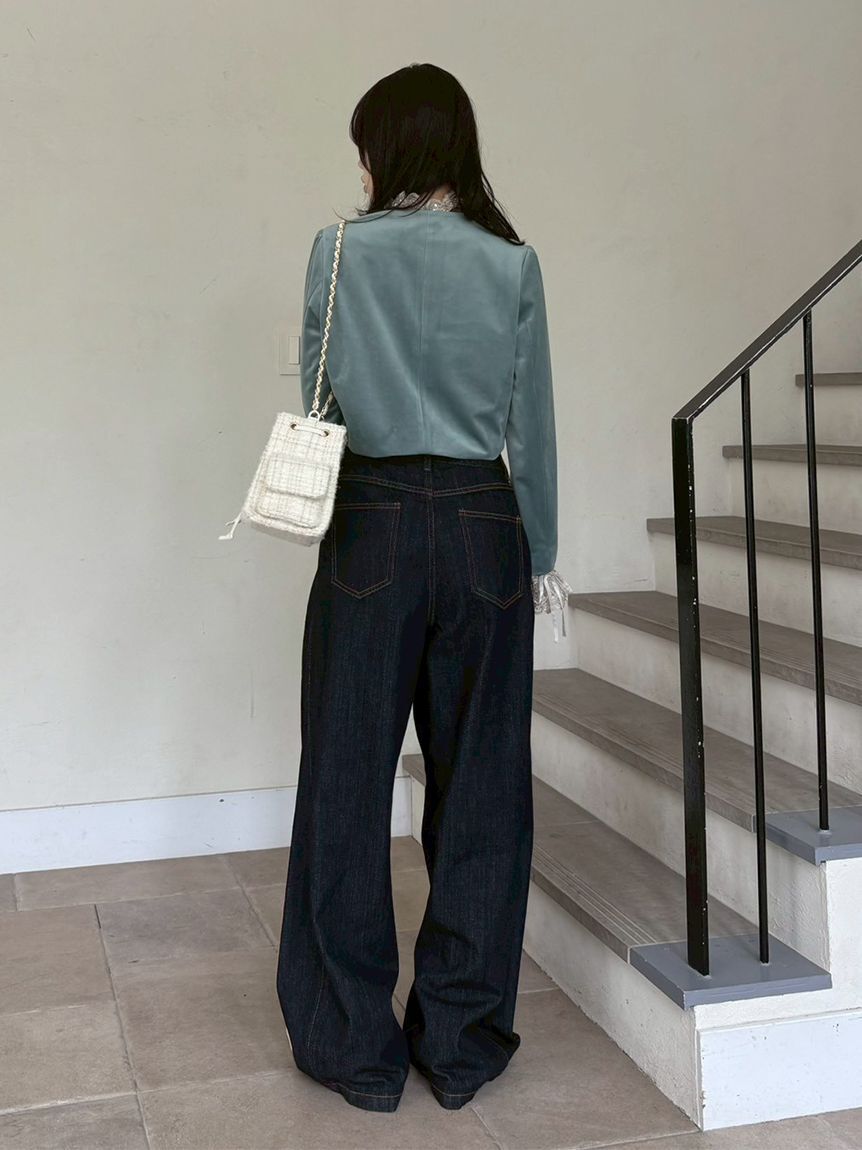 LILY BROWN「【WEB限定00サイズ】タックワイドクラシックデニムパンツ」|デニム|