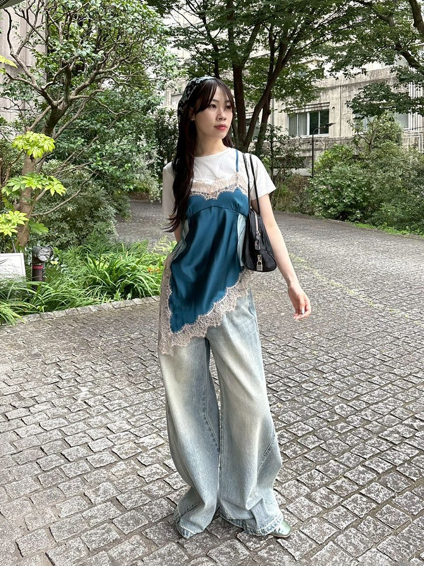 LILY BROWN「【WEB限定00サイズ】タックワイドクラシックデニムパンツ」|デニム|