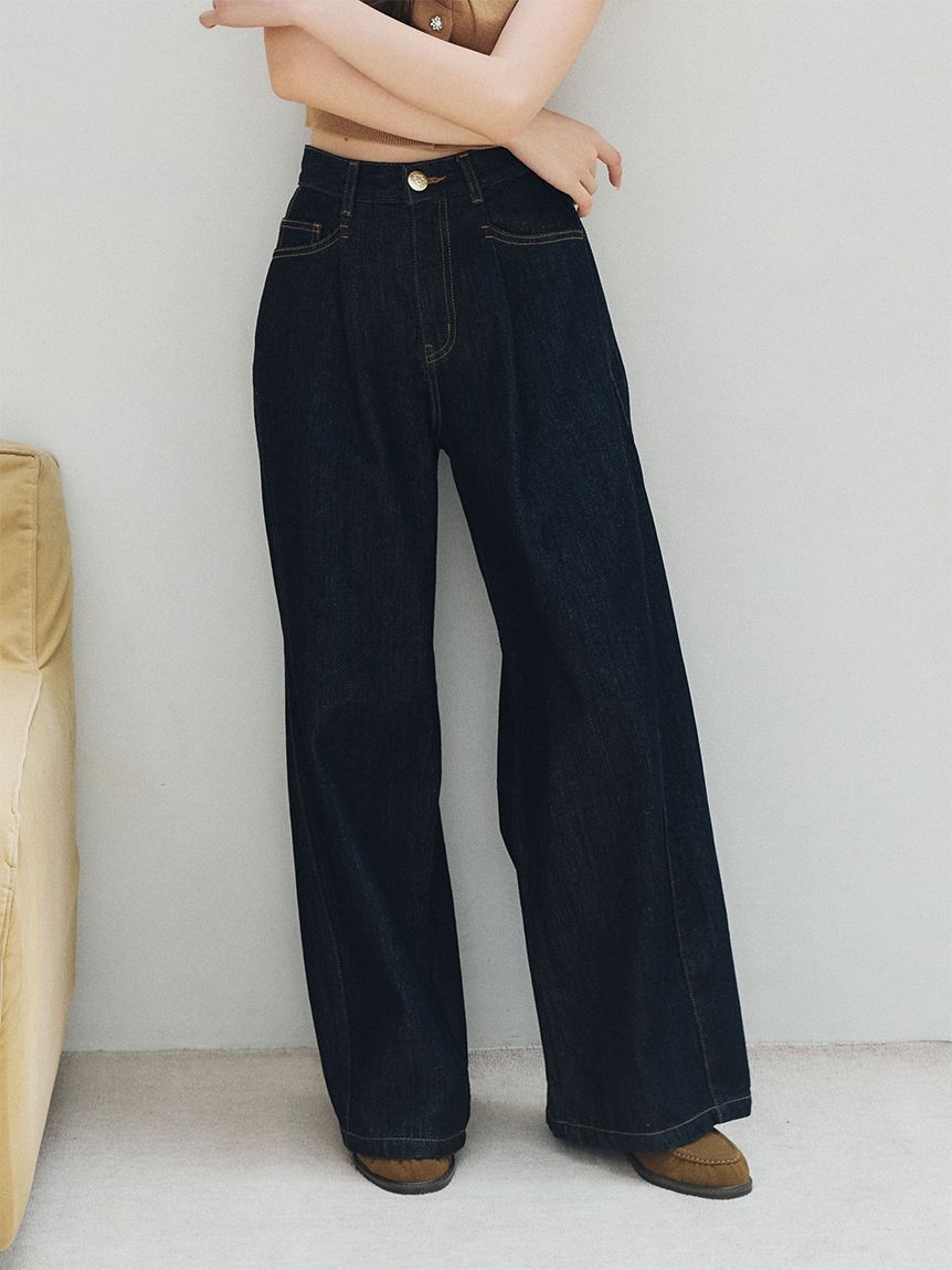 LILY BROWN「【WEB限定00サイズ】タックワイドクラシックデニムパンツ」|デニム|IND