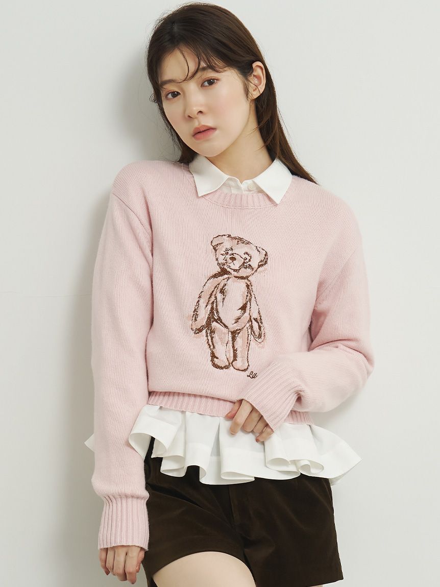 LILY BROWN「【Lily Bear】エンブロイダリーニット」|ニット・セーター|PNK