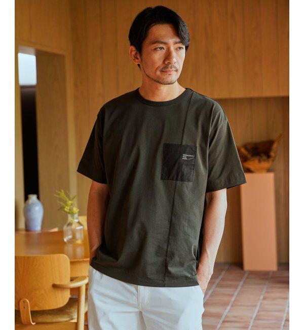 ikka「【接触冷感】DRY布帛コンビポケットTシャツ」|Tシャツ・カットソー|