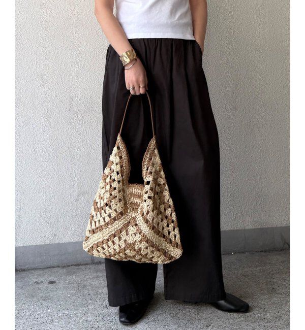 Lbc with Life「雑材透かし編みワンハンドルショルダーバッグ」|その他|グレージュ
