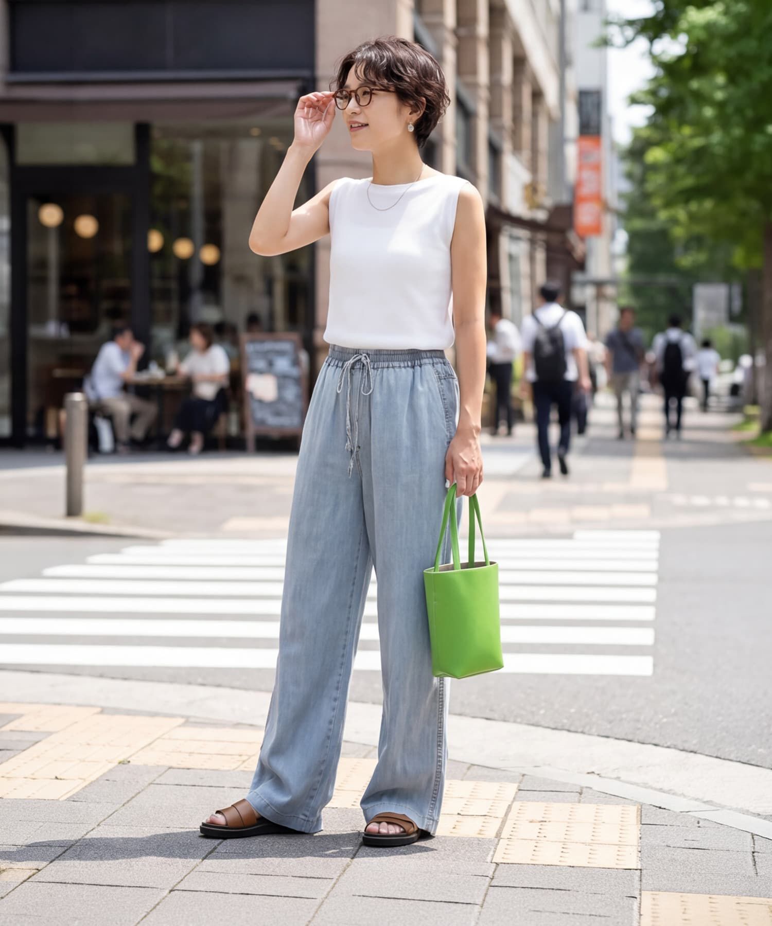 STYLE DELI「サラッとしたボートネックノースリニット」|タンクトップ|