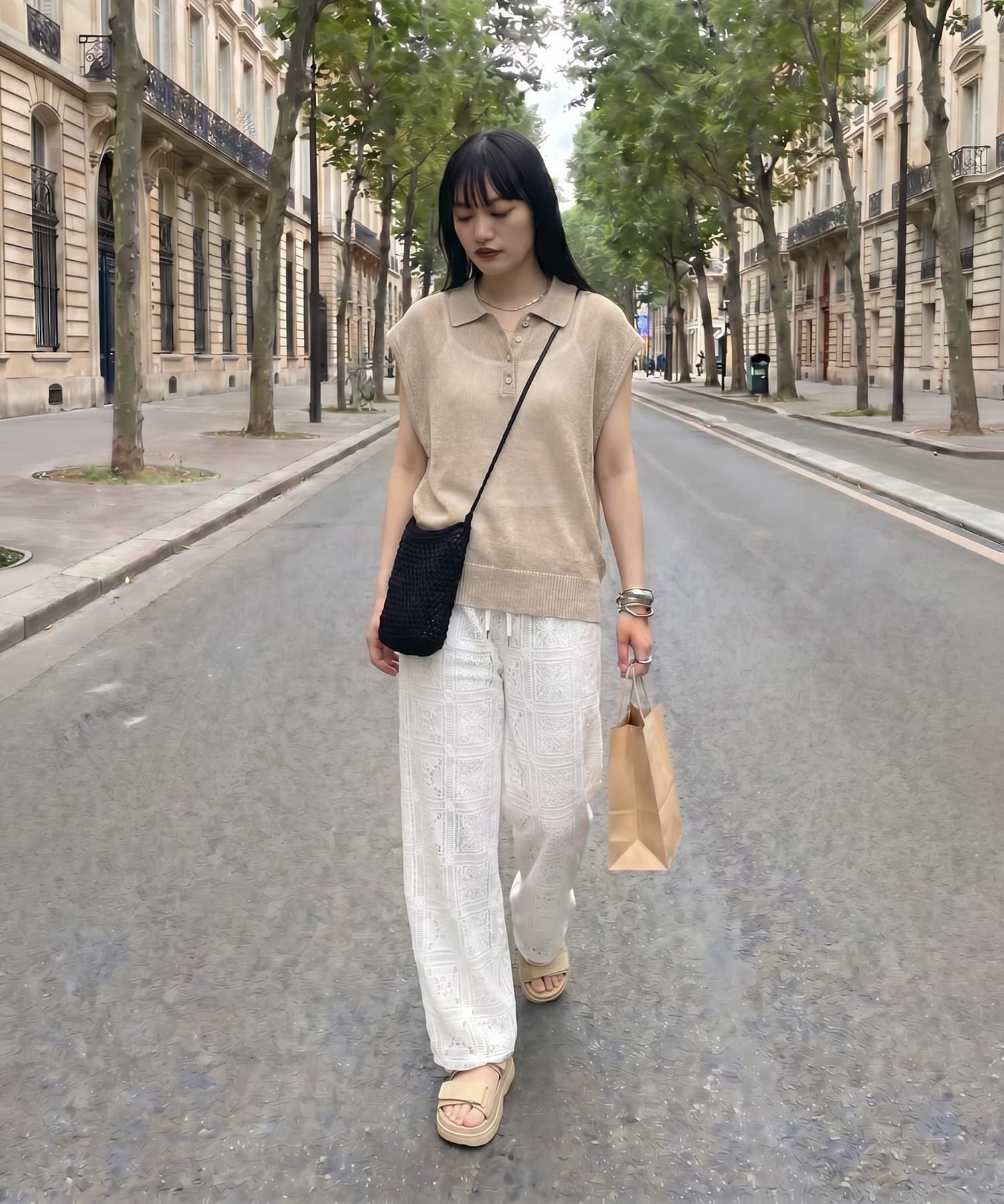 STYLE DELI「【BLK001】ミックスニットポロシャツ」|ポロシャツ|