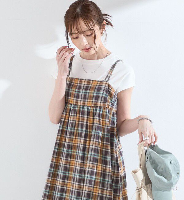 SHIPS Colors 「SHIPS Colors:〈手洗い可能〉マドラスチェック キャミ ワンピース◇」|ワンピース|