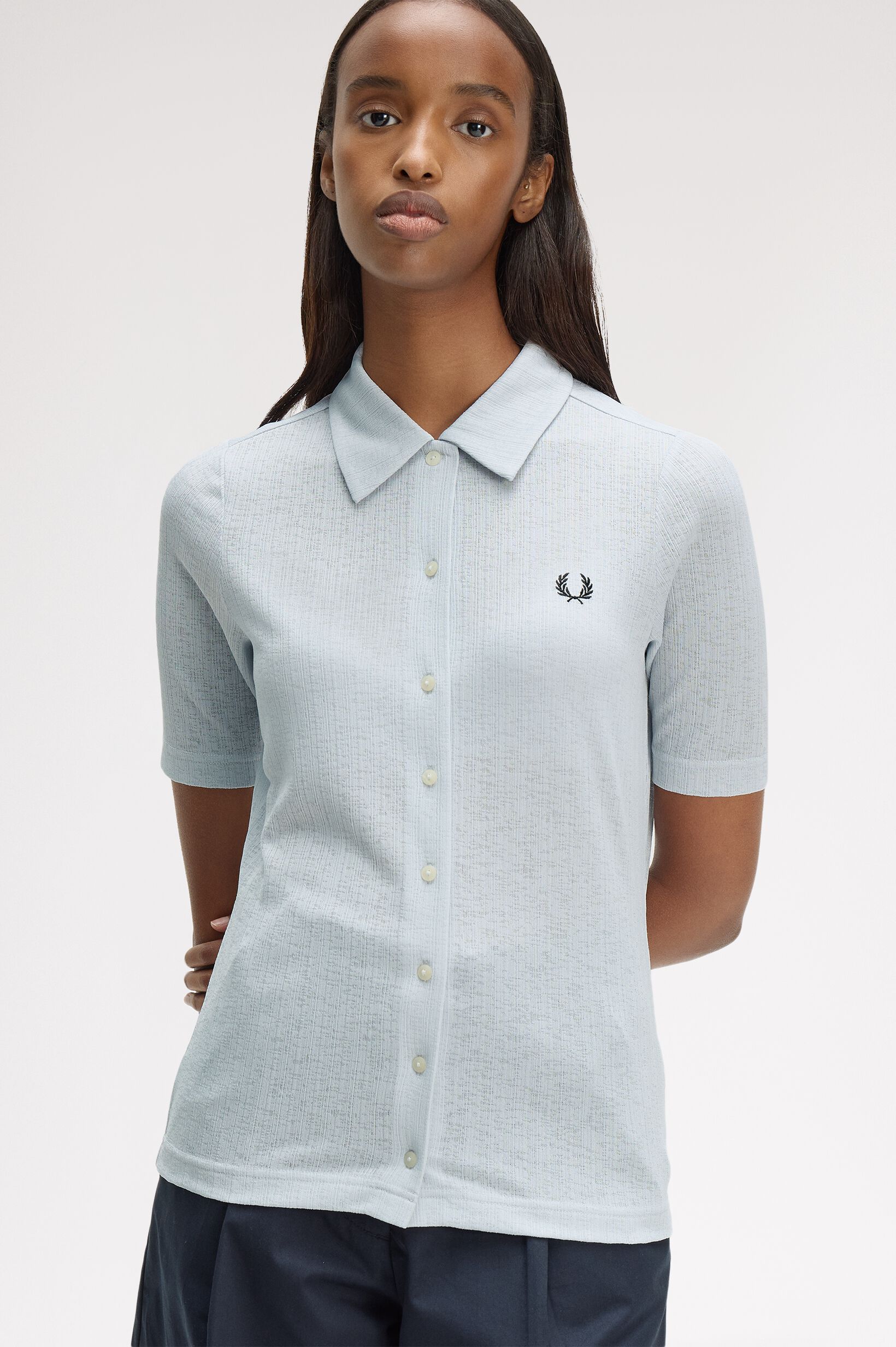 FRED PERRY 「Button Through Sheer Rib Polo Shirt／ボタンスルーシアーリブポロシャツ」|ポロシャツ|