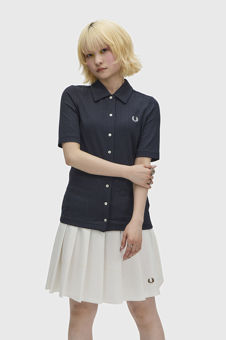 FRED PERRY 「Button Through Sheer Rib Polo Shirt／ボタンスルーシアーリブポロシャツ」|ポロシャツ|