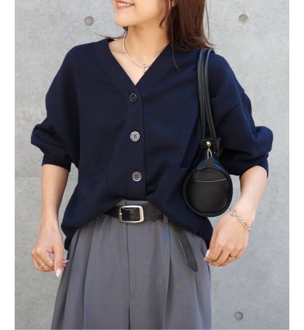 OUTDOOR PRODUCTS Usual Things「リネンコットンVネックコクーンカーディガン」|カーディガン|ネイビー