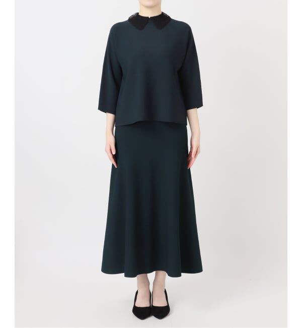 VERMEIL par iena「Room no.8 BLACK ルームエイト ブラック Needleレースカラーニット BR8KN-287」|ニット・セーター|