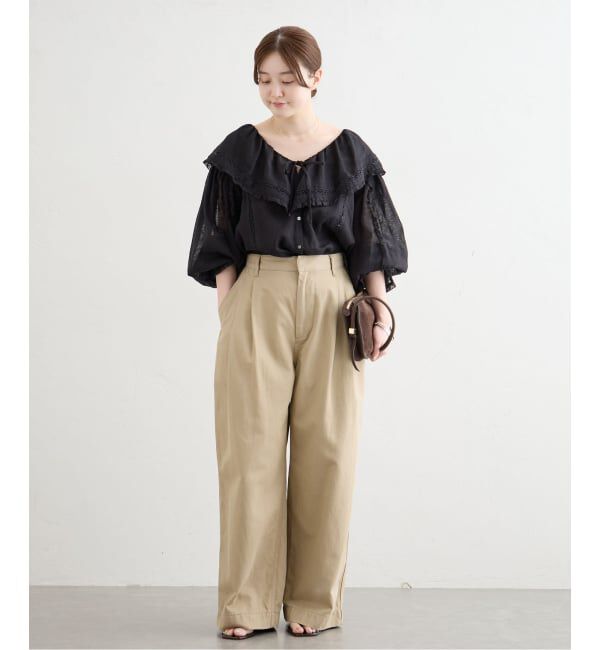 IENA「リネンメッシュ ラッフルブラウス」|シャツ・ブラウス|