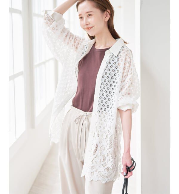 U by SPICK&SPAN「スカラレースオーバーシャツ」|シャツ・ブラウス|