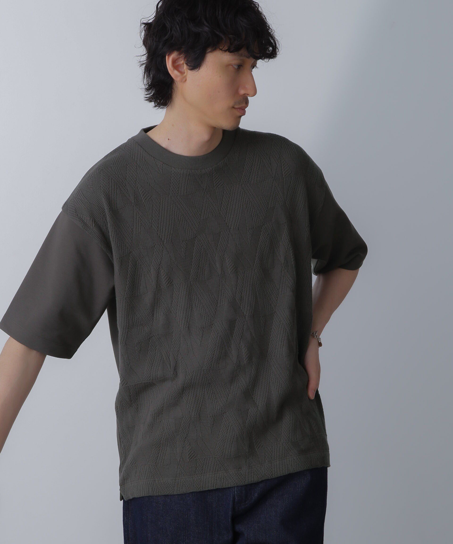 nano･universe「ツートーン切り替えTシャツ 半袖」|Tシャツ・カットソー|
