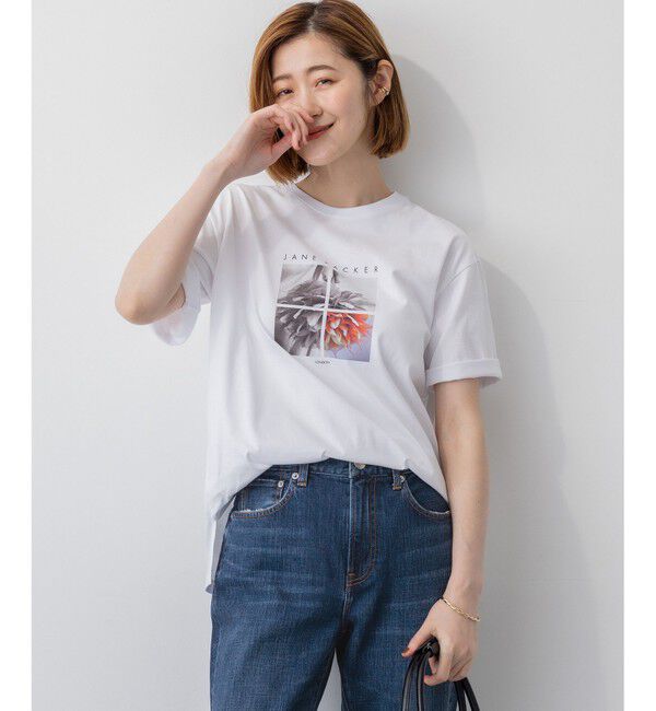 23区「【洗える】JANE PACKERコラボ フォトプリント Tシャツ」|Tシャツ・カットソー|ホワイト(GRID)