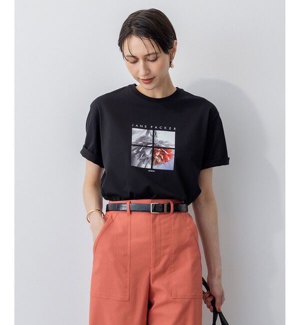 23区「【洗える】JANE PACKERコラボ フォトプリント Tシャツ」|Tシャツ・カットソー|ブラック(GRID)