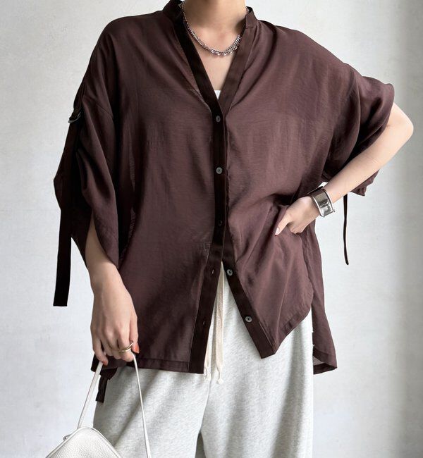  「【WEB限定】シアー&times;サテンブラウス」|シャツ・ブラウス|
