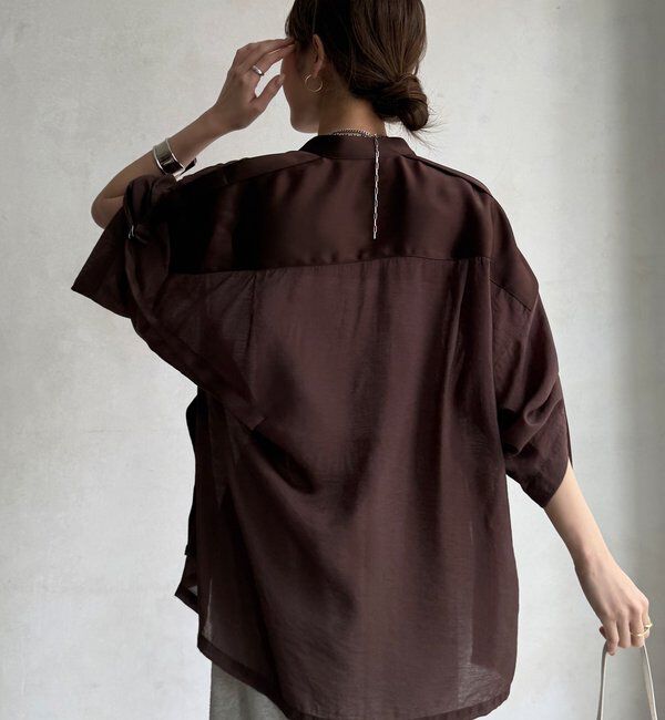  「【WEB限定】シアー&times;サテンブラウス」|シャツ・ブラウス|