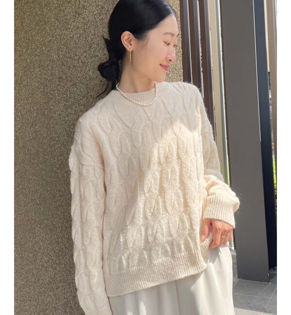 le.coeur blanc「《手洗い可能》モヘヤケーブルニットプルオーバー」|ニット・セーター|