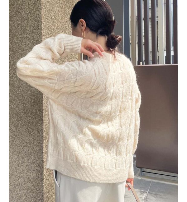 le.coeur blanc「《手洗い可能》モヘヤケーブルニットプルオーバー」|ニット・セーター|