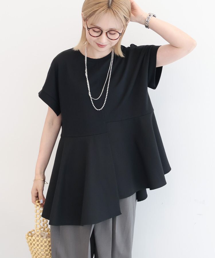 AMERICAN HOLIC「アシンメトリーペプラム ドッキングプルオーバー」|Tシャツ・カットソー|Black