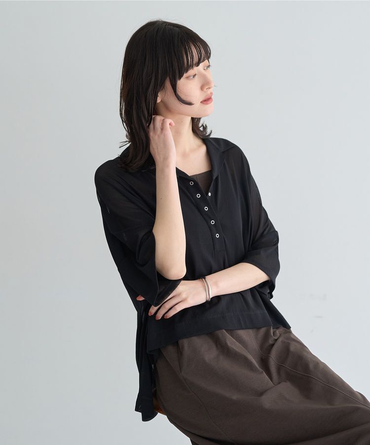 YECCA VECCA「【2点SET】シアーポロシャツ&times;キャミワンピース」|ワンピース|