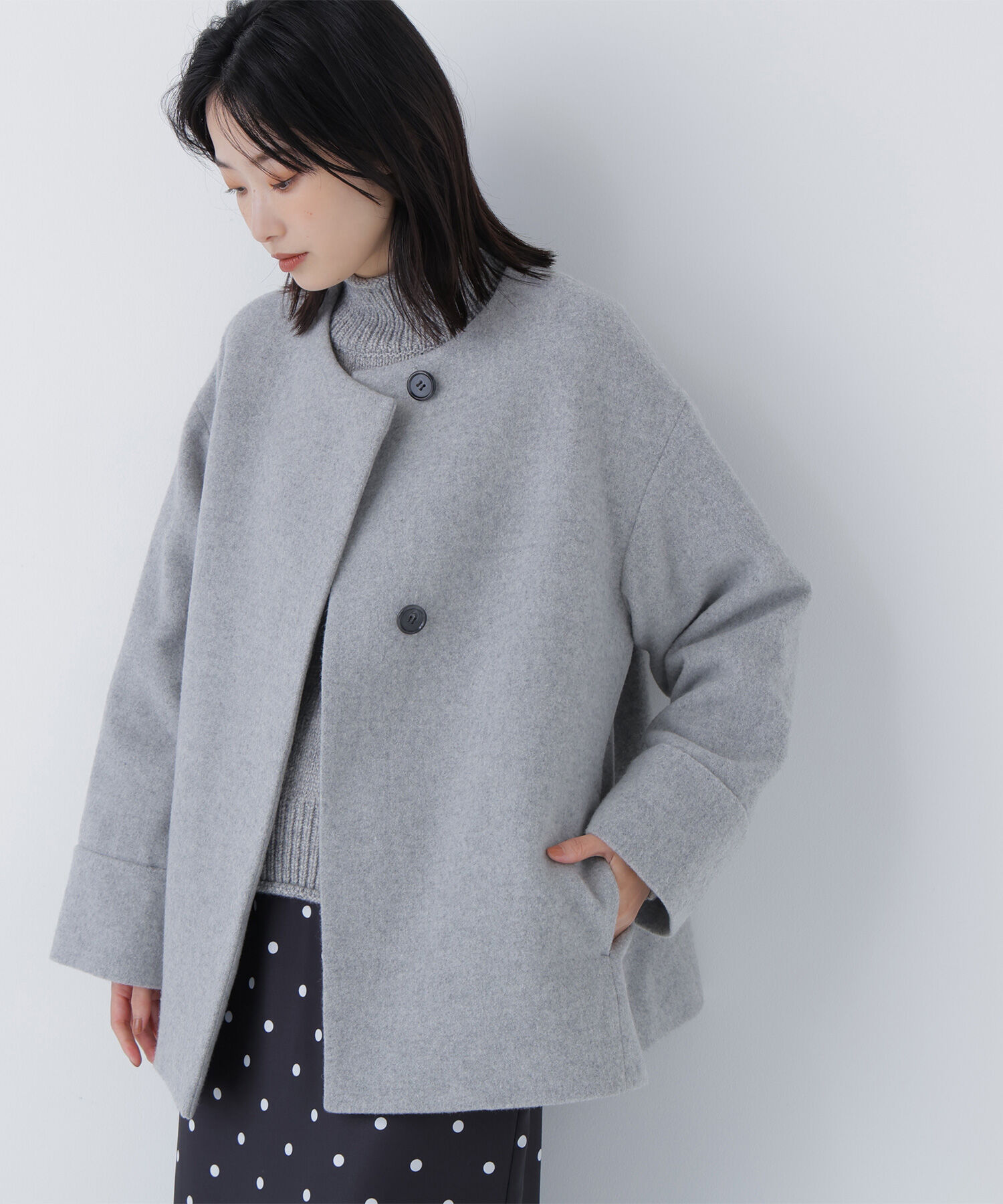  「毎日に&ldquo;ちょうどいい&rdquo;カシミヤ混コート」|ブルゾン・スタジャン|グレー