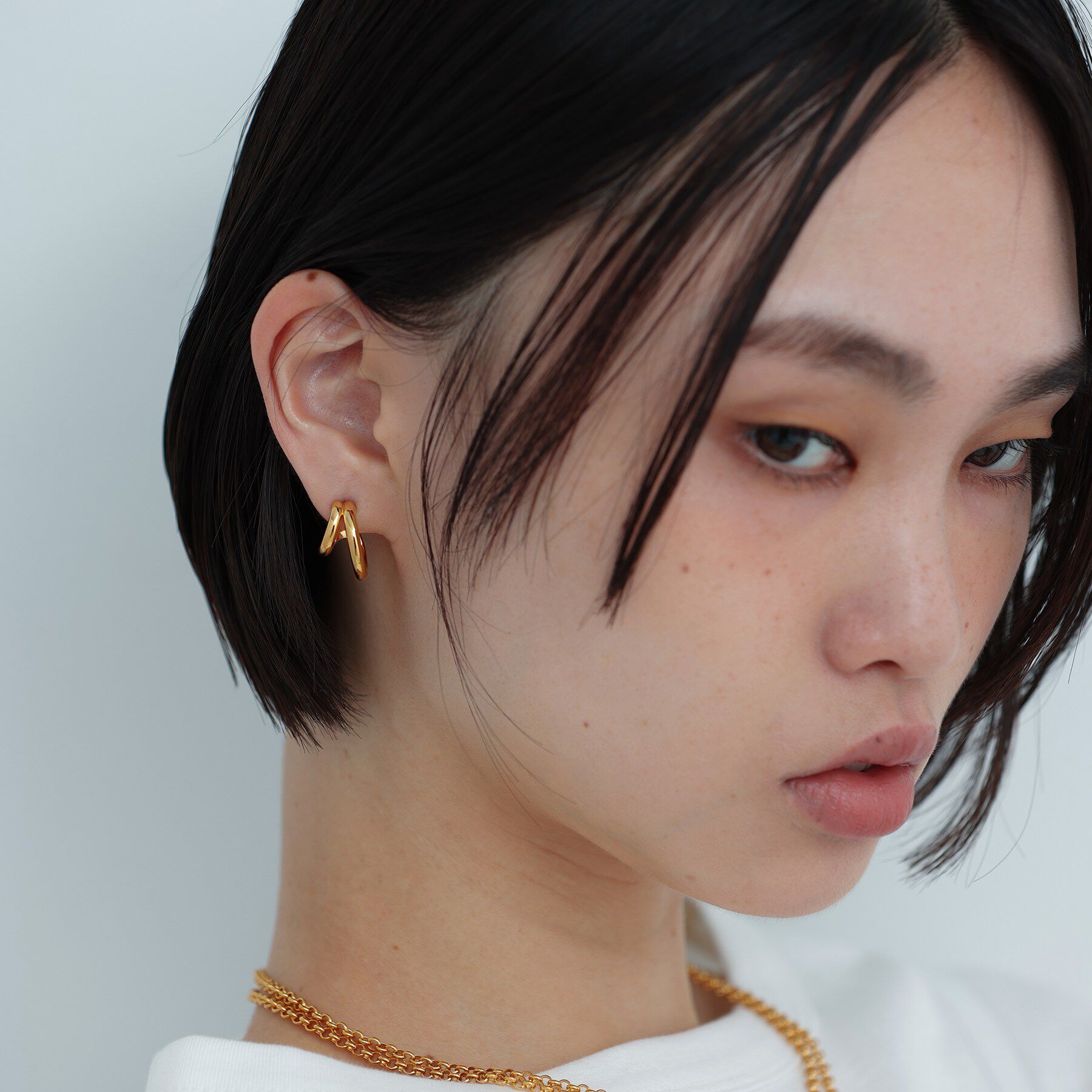 COCOSHNIK ONKITSCH「シルバー アシンメトリーフープピアス GP」|ピアス|