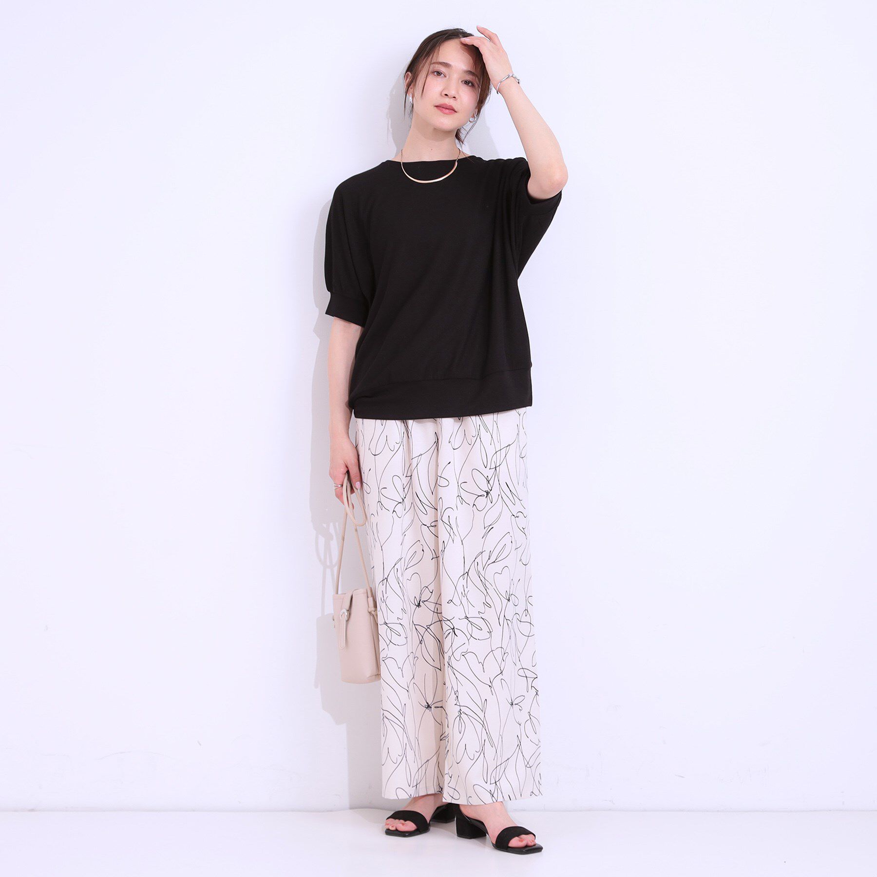 SHOO･LA･RUE「【ひんやり/UV】ほんのりラメで大人上品 お袖リブ ドルマントップス」|Tシャツ・カットソー|