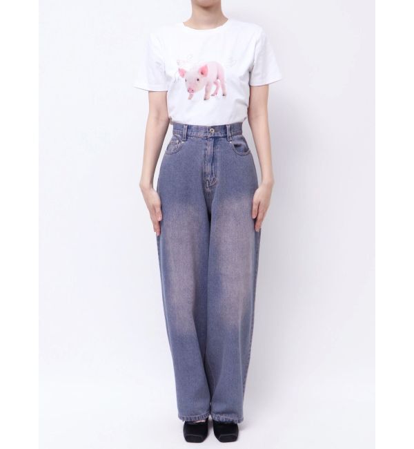 CALNAMUR「オーバーダイデニムワイドパンツ」|デニム|