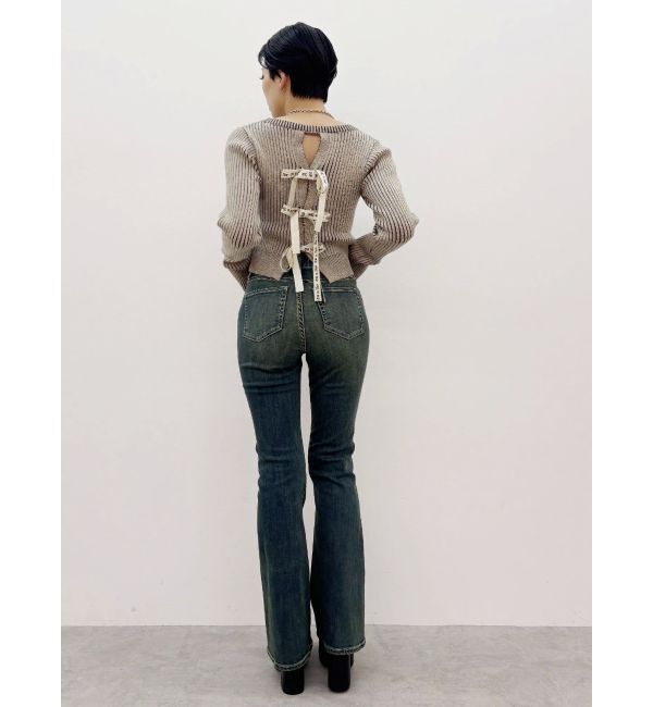 EVRIS「ヴィンテージライクストレッチフレアデニムパンツ」|デニム|