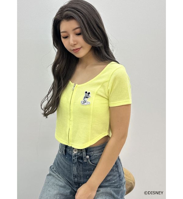 GYDA「Mickey Mouse / フロントZIPワッフルトップス」|Tシャツ・カットソー|