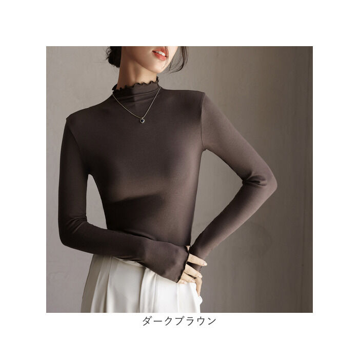 BACKYARD FAMILY「メロウネック インナー レディース 通販 長袖 ハイネック シャツ ロンT ロングTシャツ」|Tシャツ・カットソー|