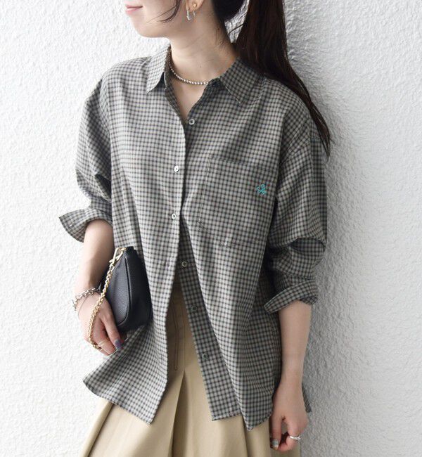 SHIPS any「《予約》SHIPS any:〈洗濯機可能〉REFABRISH レギュラー チェック 刺繍 シャツ」|シャツ・ブラウス|