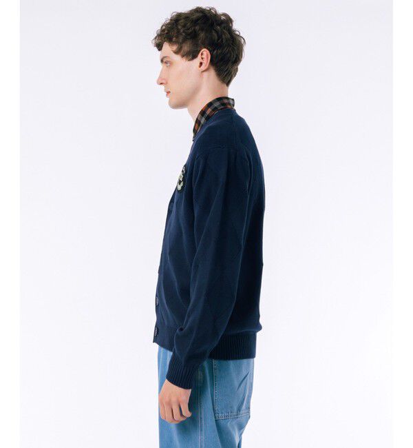 LACOSTE「トーナルアーガイル柄 Vネックコットンニットカーディガン」|カーディガン|