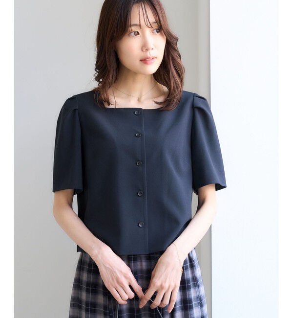 Rope&rsquo;Picnic「リネンライクシリーズ ドライタッチスクエアネックブラウス/UVカット・接触冷感・防シワ」|シャツ・ブラウス|