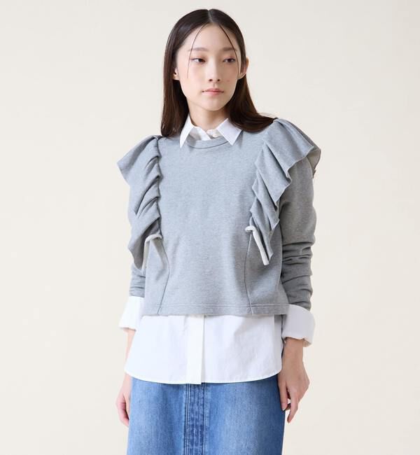TIARA「フリルスウェット」|Tシャツ・カットソー|杢グレー
