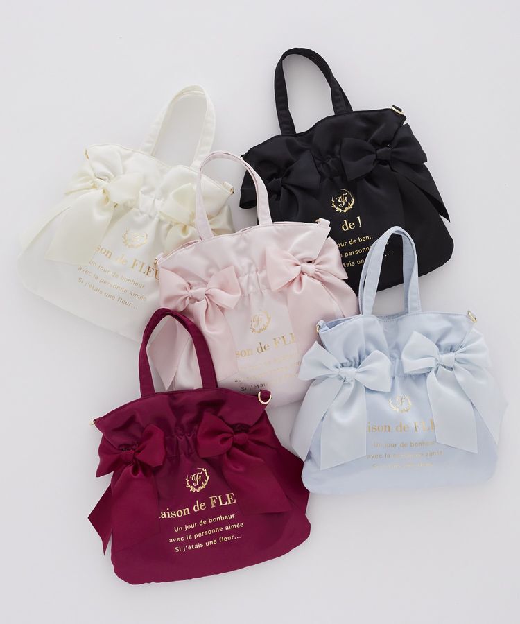 Maison de FLEUR「【2Way/クリアポケット付き】クリアダブルリボン2Wayトート」|トートバッグ|