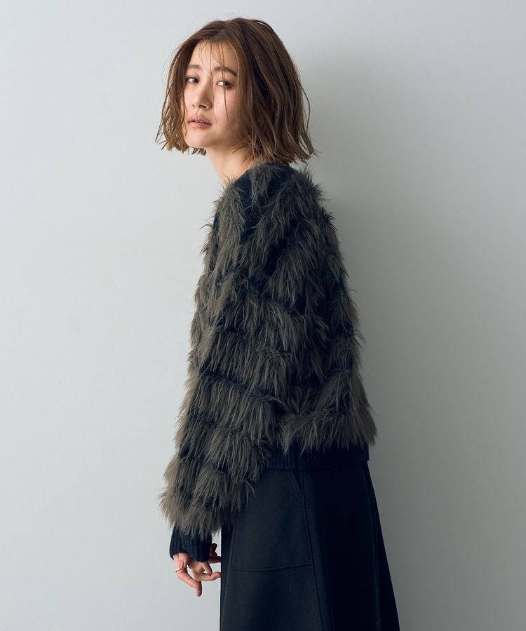 YECCA VECCA「フェザーボーダーニット」|ニット・セーター|