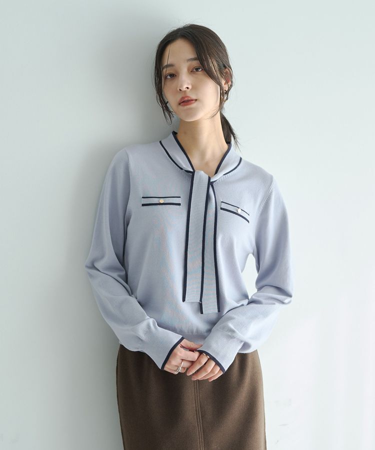 YECCA VECCA「配色ボウタイニット」|ニット・セーター|