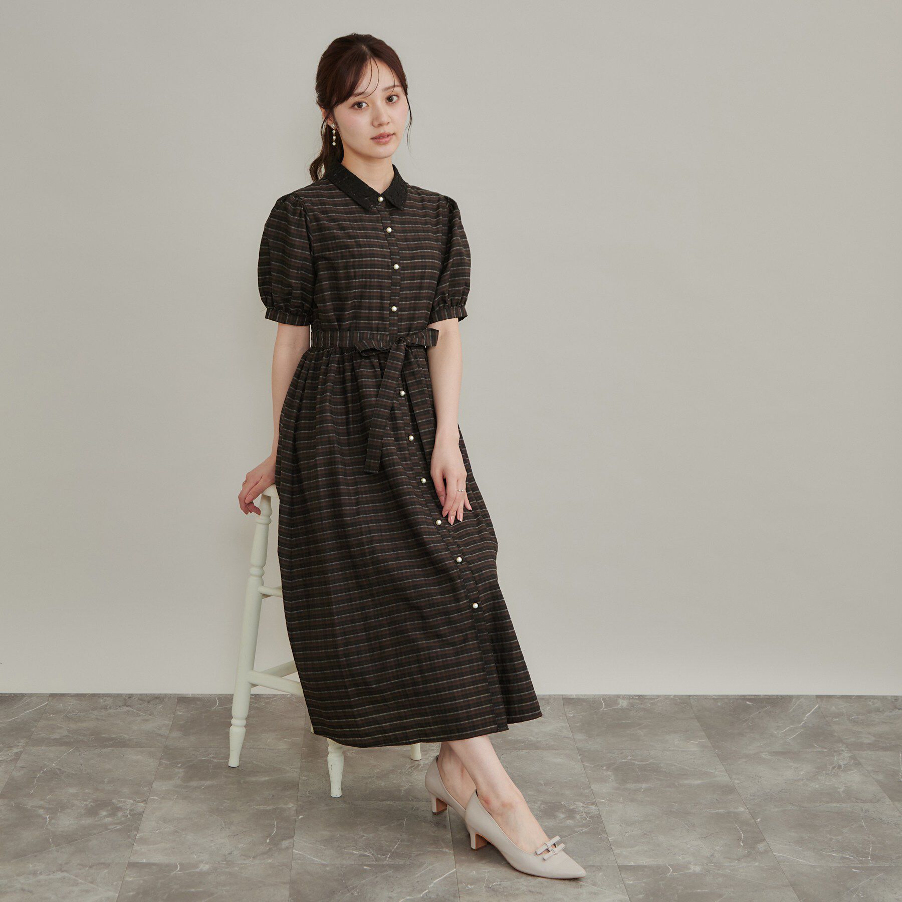 Couture broach「大人の甘辛バランス チェック柄ワンピース」|ワンピース|