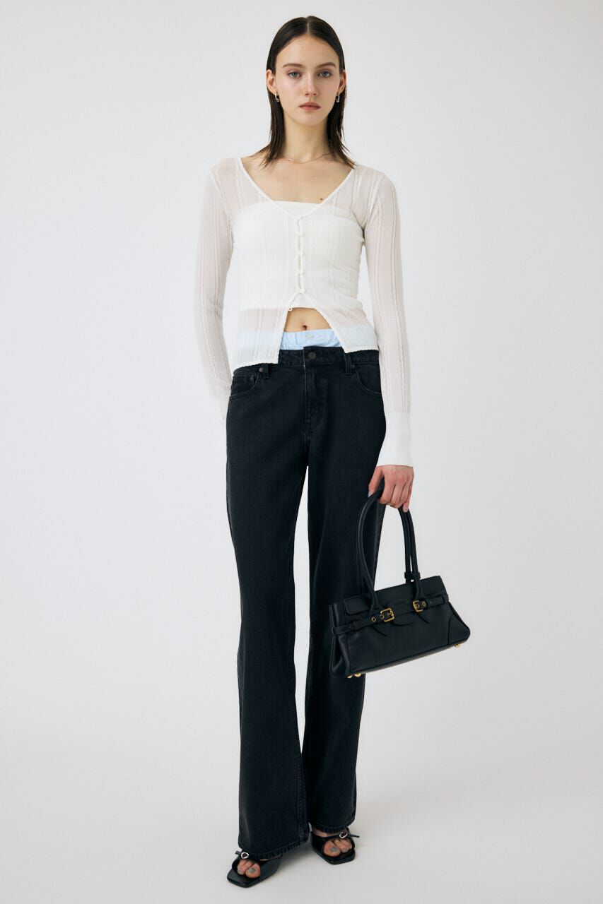 MOUSSY「SHEER CABLE カーディガン」|カーディガン|