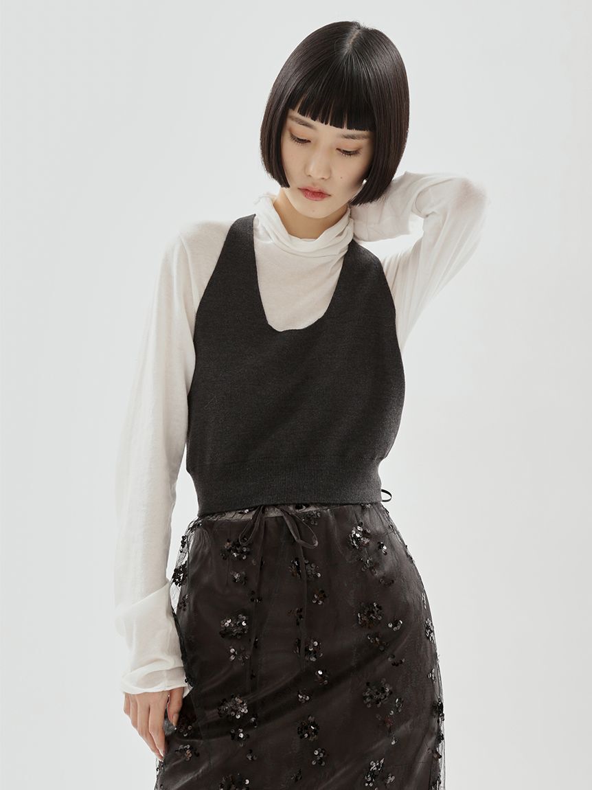 emmi atelier「ウールミックスホルターネックニットビスチェ【セットアップ対応】」|ベスト・ジレ|