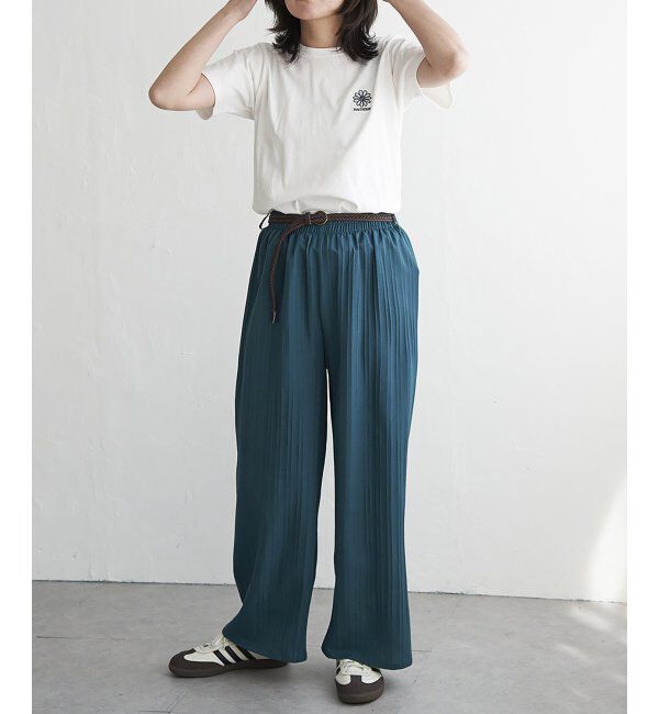 VENCE share style「楊柳ストライプベルト付きパンツ」|デニム|