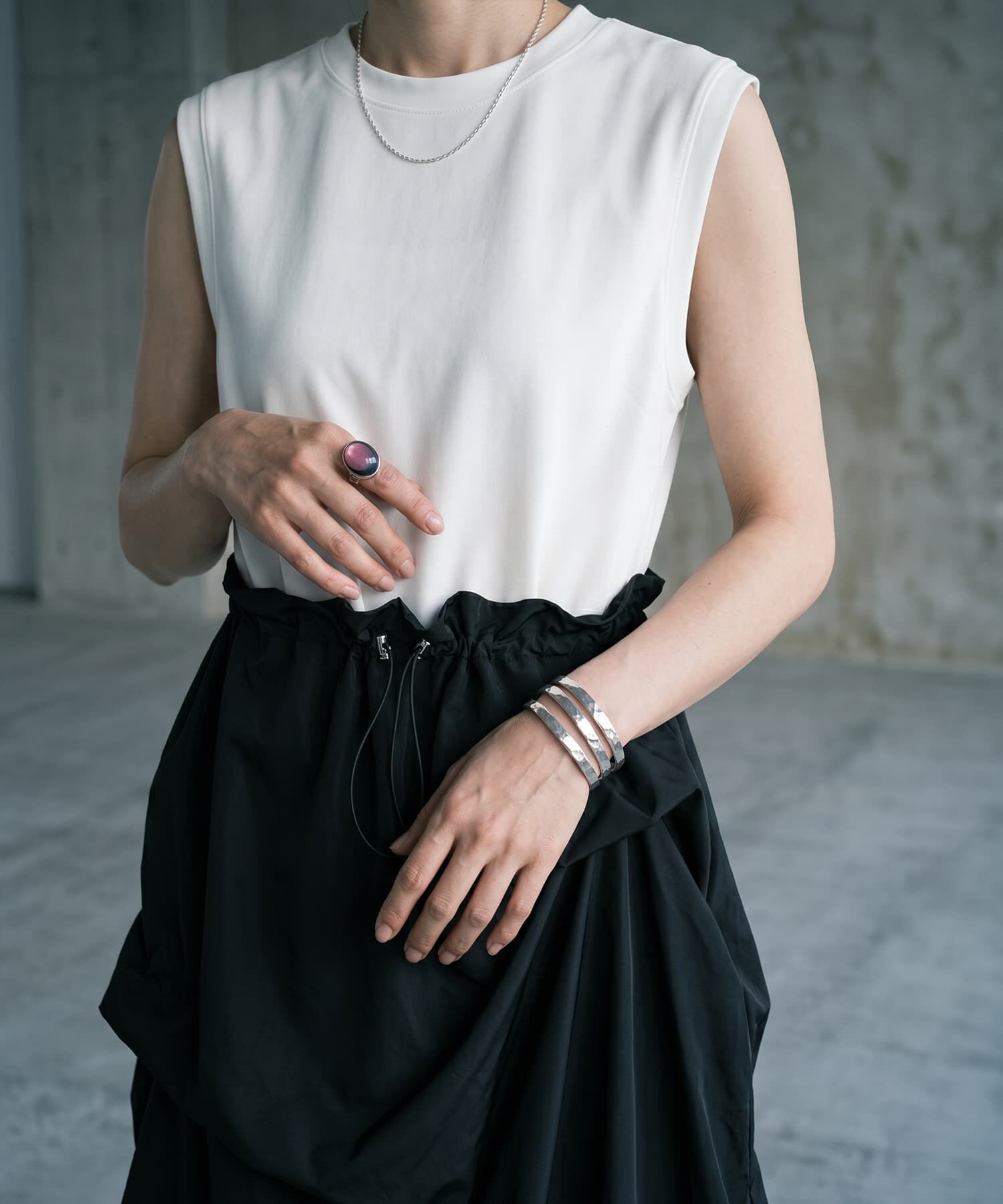 STYLE DELI「【BLK001】タックメニースカートドッキングワンピース」|ワンピース|