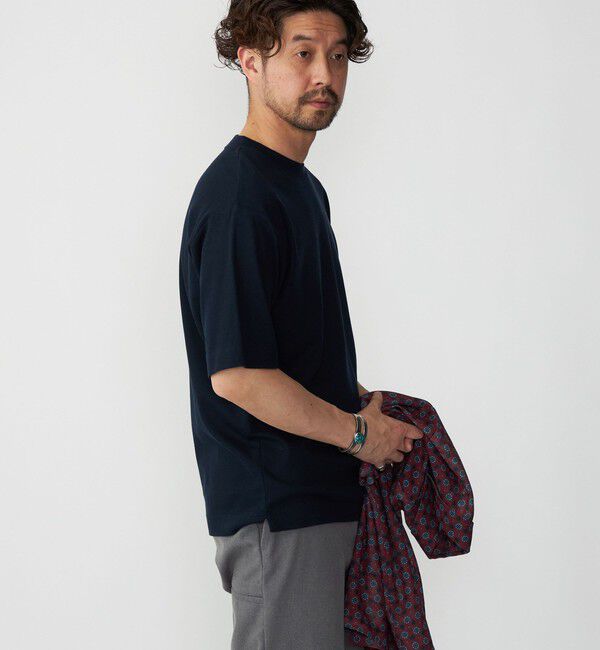SHIPS「SHIPS:〈接触冷感〉トリコット ジャカード クルーネック Tシャツ」|Tシャツ・カットソー|