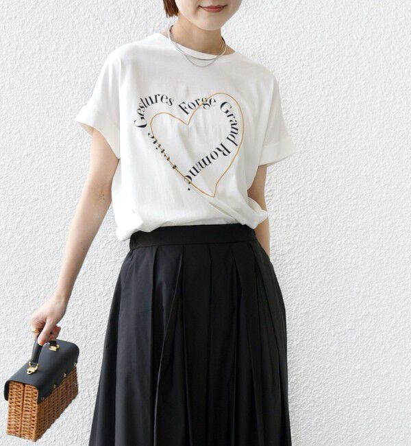 SHIPS for women「《一部追加予約》【WEB限定】〈手洗い可能〉バリエーション ロゴ 刺繍 プリントTEE」|Tシャツ・カットソー|