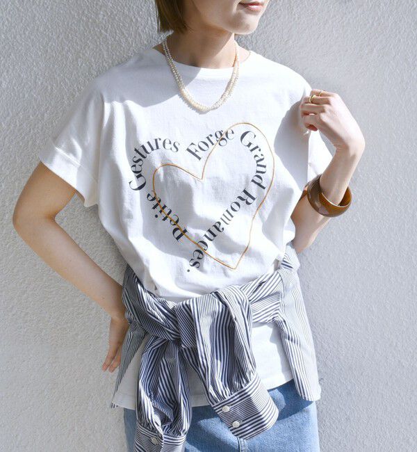 SHIPS for women「《一部追加予約》【WEB限定】〈手洗い可能〉バリエーション ロゴ 刺繍 プリントTEE」|Tシャツ・カットソー|