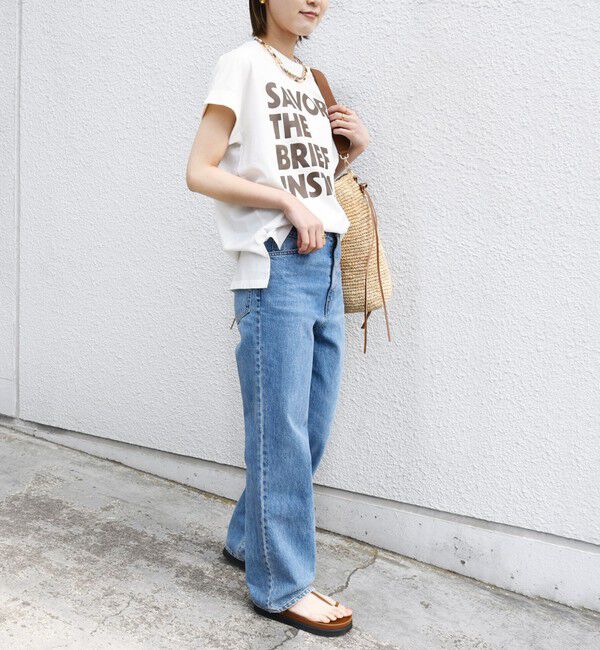 SHIPS for women「《一部追加予約》【WEB限定】〈手洗い可能〉バリエーション ロゴ 刺繍 プリントTEE」|Tシャツ・カットソー|