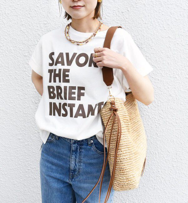 SHIPS for women「《一部追加予約》【WEB限定】〈手洗い可能〉バリエーション ロゴ 刺繍 プリントTEE」|Tシャツ・カットソー|